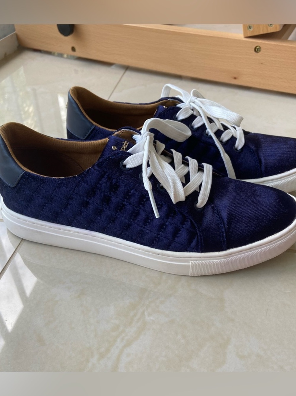 KATE SPADE Blue Velvet Quilted Sneakers 6.5